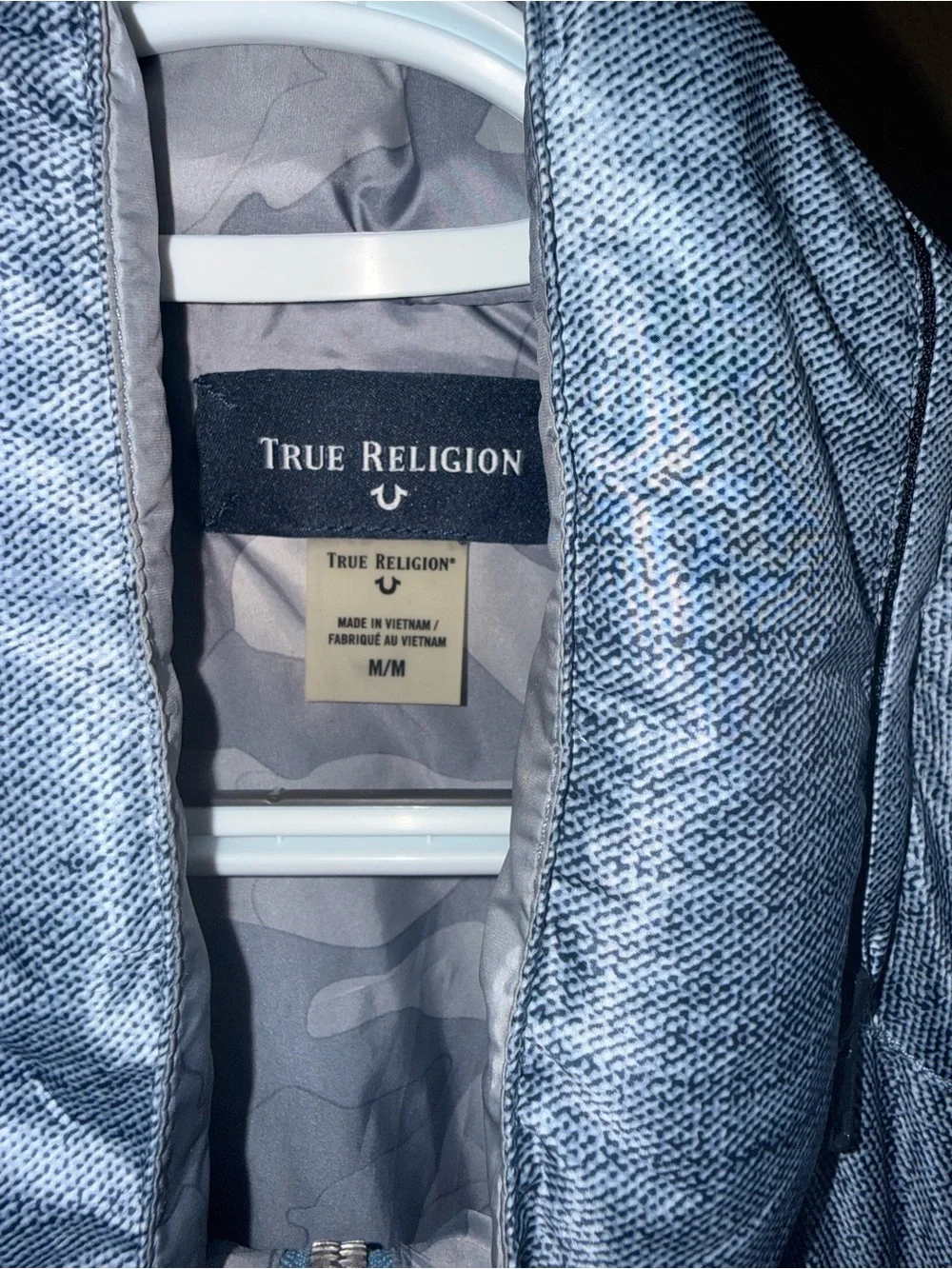 True Religion Men's Heathered Blue Zip Jacket